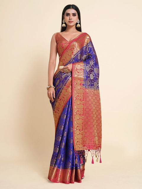 

MIMOSA Violet & Pink Woven Design Zari Art Silk Kanjeevaram Saree
