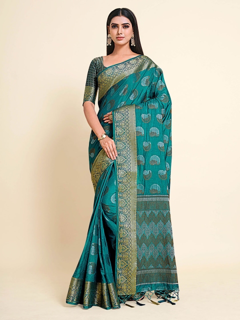 

MIMOSA Teal Green Kanjivaram Art Silk Saree