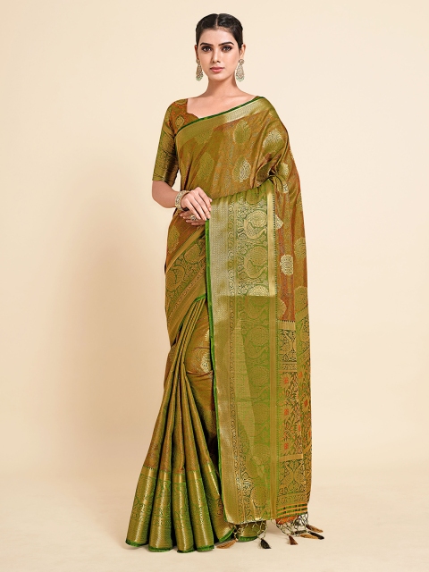 

MIMOSA Olive Green Kanjivaram Art Silk Saree