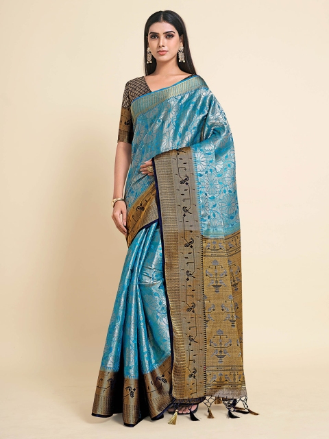 

MIMOSA Turquoise Blue Woven Design Kanjivaram Art Silk Saree