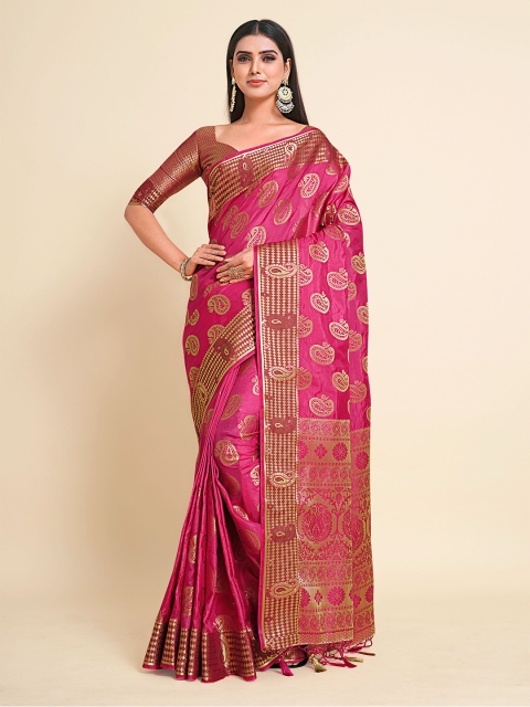 

MIMOSA Pink Paisley Zari Art Silk Kanjeevaram Saree