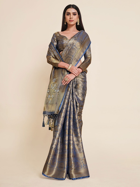 

MIMOSA Women Blue Kanjivaram Art Silk Saree