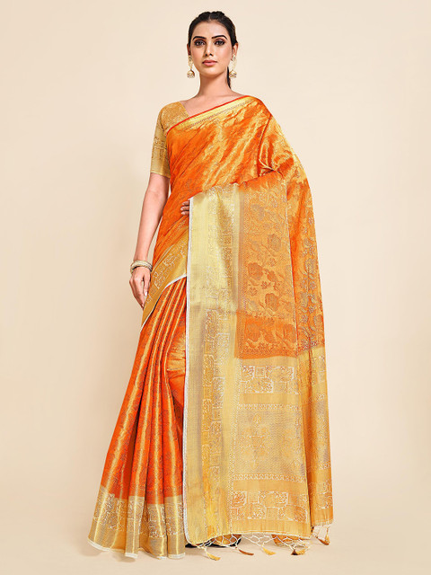 

MIMOSA Women Orange Kanjivaram Art Silk Saree