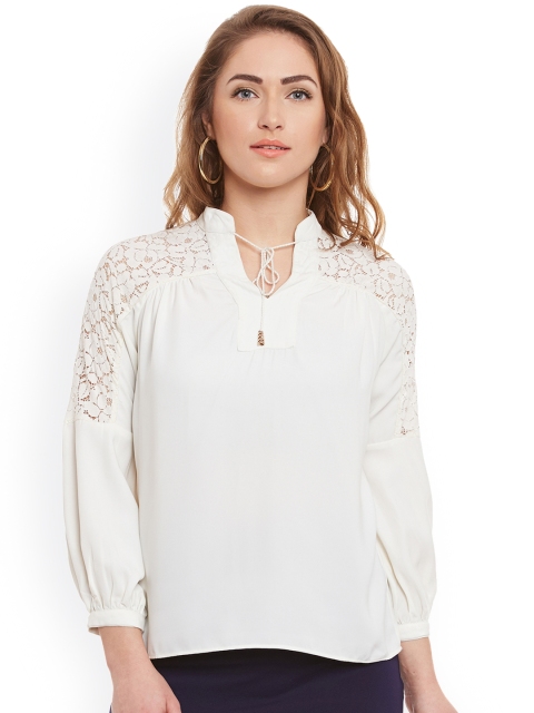

Kazo White Top with Lace Detail