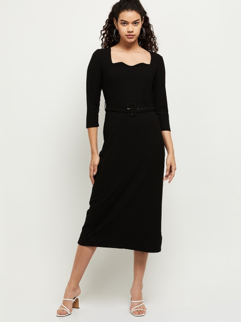 

max Women Black A-Line Midi Dress