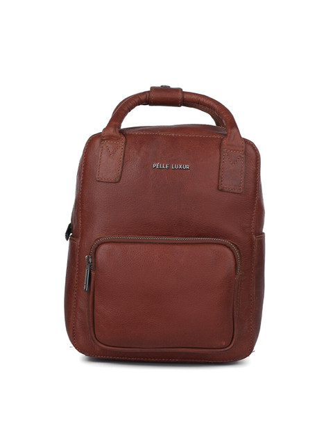 

PELLE LUXUR Unisex Brown Backpack