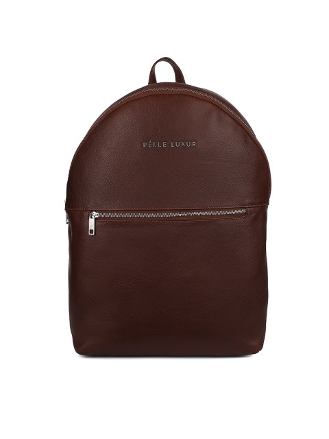 

PELLE LUXUR Brown Leather Textured Backpacks