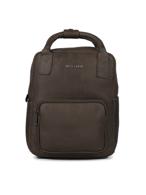 

PELLE LUXUR Unisex Brown Leather Backpack