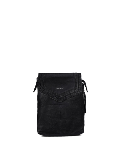 

PELLE LUXUR Unisex Black Leather Backpack