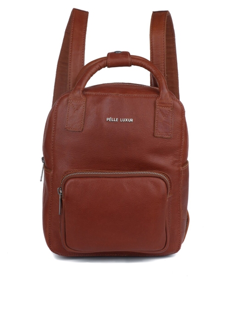 

PELLE LUXUR Unisex Brown Leather Backpack