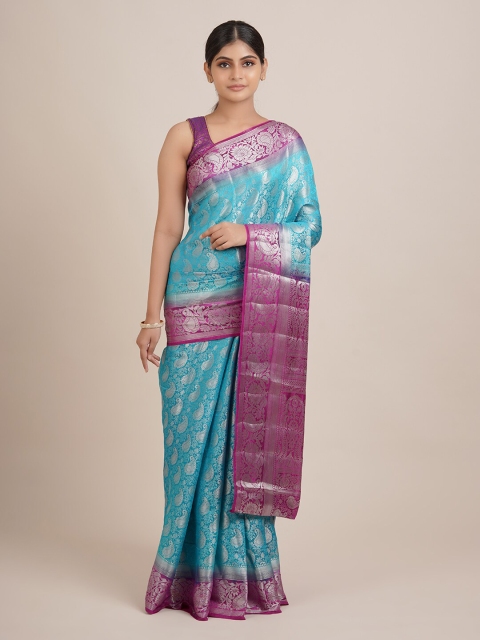 

Pothys Blue & Pink Woven Design Jute Silk Saree