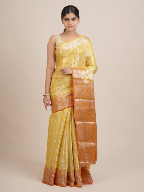 

Pothys Women Yellow Woven Design Jute Silk Saree