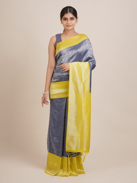 

Pothys Blue & Green Ethnic Motifs Jute Silk Saree