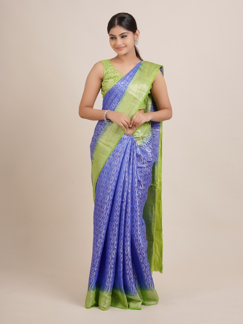 

Pothys Blue & Green Woven Design Zari Jute Silk Saree
