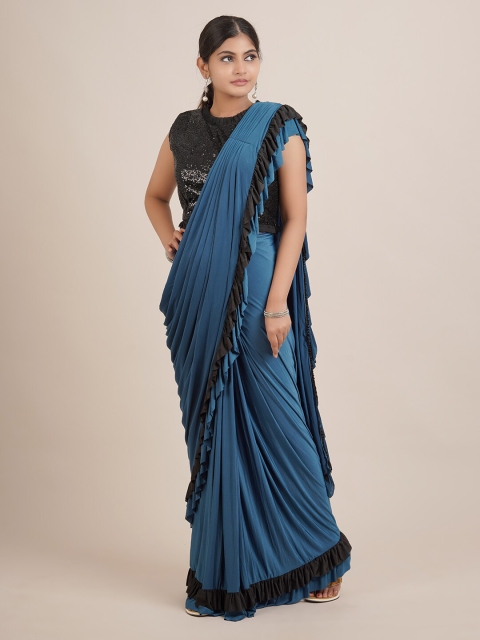 

Pothys Blue & Black Satin Saree