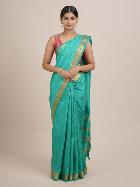 

Pothys Green Zari Jute Silk Saree