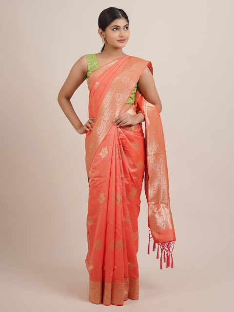 

Pothys Peach-Coloured Woven Design Zari Jute Silk Saree