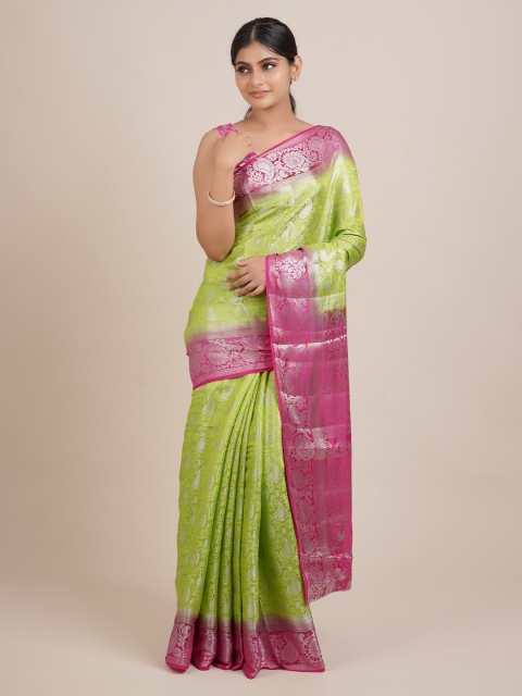 

Pothys Green & Pink Ethnic Motifs Zari Jute Silk Saree