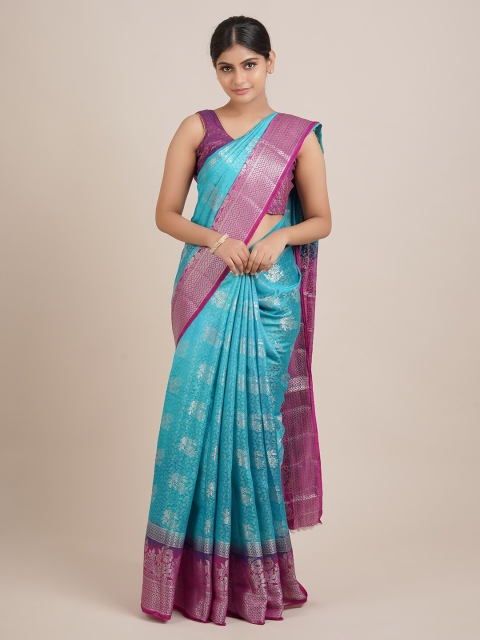 

Pothys Blue & Purple Ethnic Motifs Zari Jute Silk Saree
