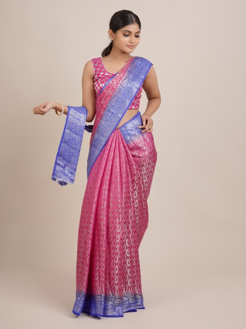 

Pothys Pink & Blue Woven Design Zari Saree