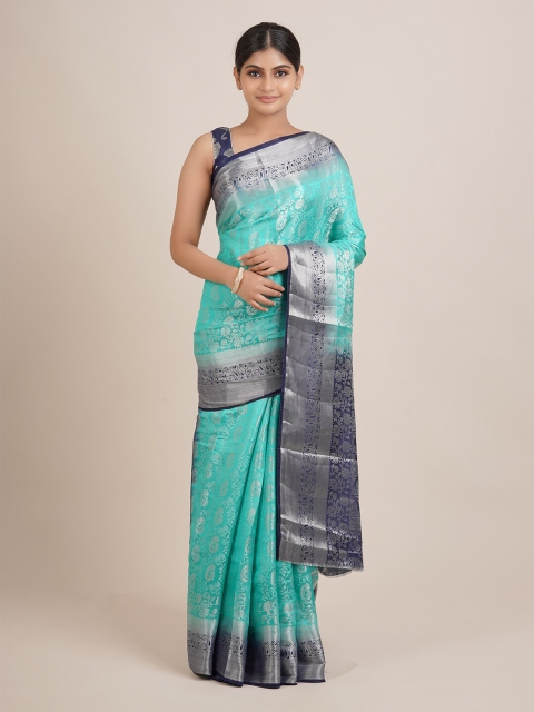 

Pothys Green & Silver Ethnic Motifs Woven Design Zari Saree