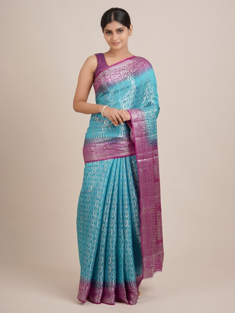 

Pothys Blue & Violet Floral Woven Design Zari Saree