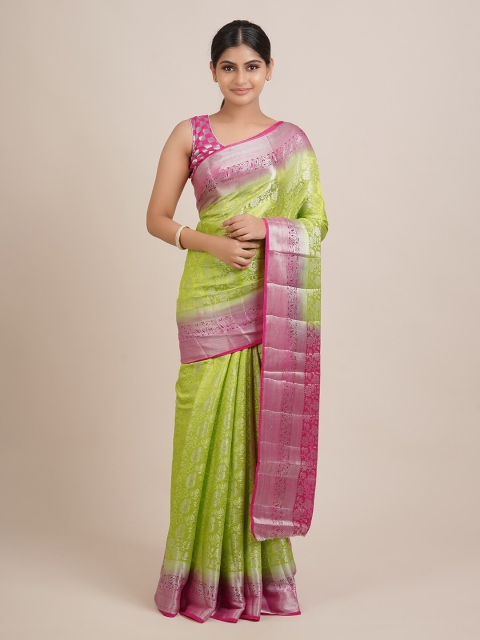 

Pothys Green & Pink Woven Design Zari Jute Silk Saree