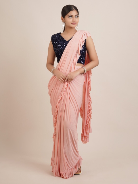 

Pothys Peach-Coloured Satin Saree