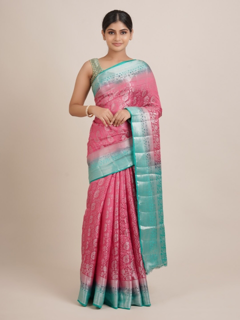 

Pothys Pink & Blue Woven Design Zari Jute Silk Saree