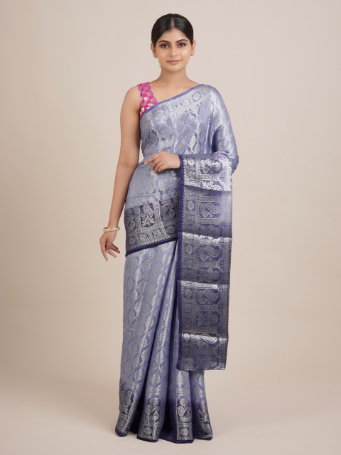 

Pothys Women Blue Ethnic Motifs Woven Design Jute Silk Saree
