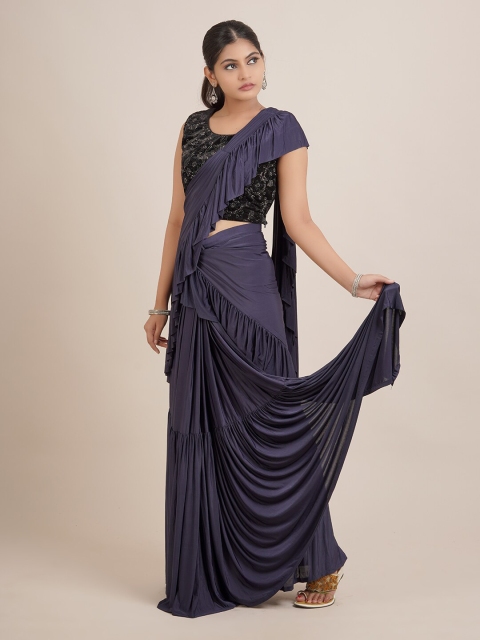 

Pothys Navy Blue Sequinned Satin Saree