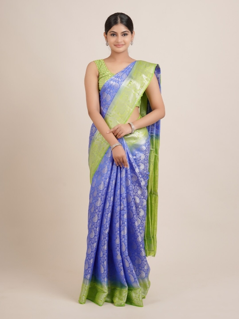 

Pothys Blue & Green Woven Design Zari Jute Silk Saree