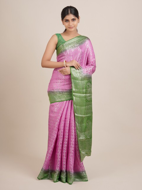 

Pothys Women Pink Ethnic Motifs Woven Design Jute Silk Saree