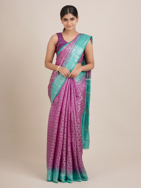 

Pothys Pink & Green Woven Design Jute Silk Saree