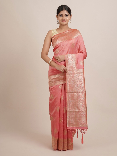 

Pothys Pink Woven Design Jute Silk Saree