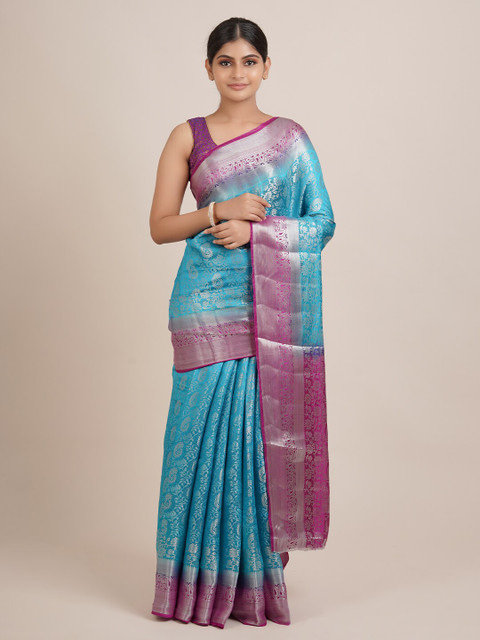 

Pothys Blue & Mauve Woven Design Jute Silk Saree