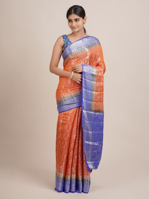 

Pothys Orange & Blue Woven Design Saree