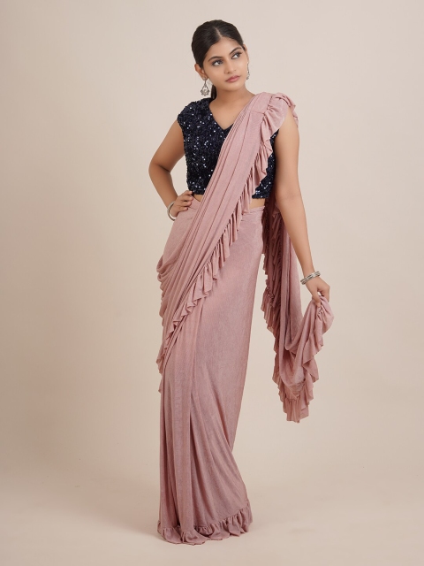 

Pothys Pink Satin Fusion Saree