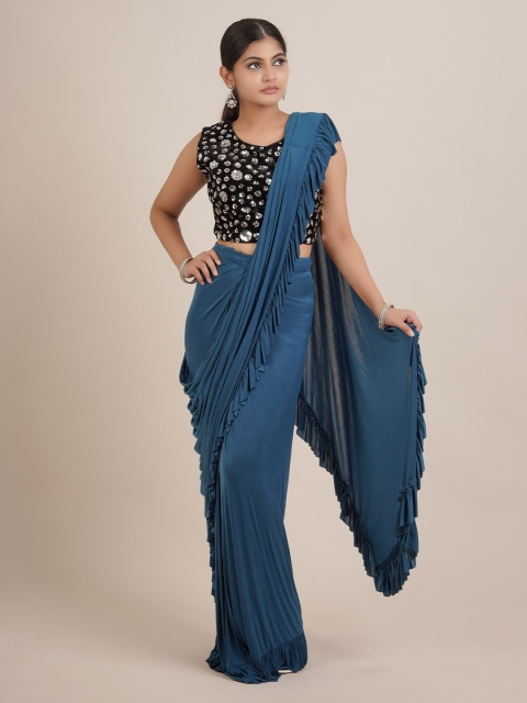 

Pothys Blue Satin Ready to Wear Saree