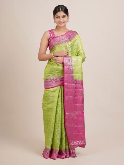 

Pothys Green & Pink Woven Design Jute Silk Saree