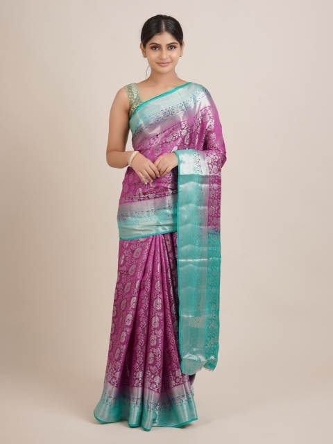 

Pothys Magenta & Blue Woven Design Zari Jute Silk Saree