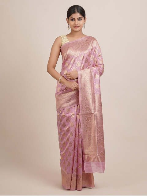 

Pothys Women Pink Ethnic Motifs Woven Design Jute Silk Saree