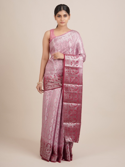 

Pothys Pink & Maroon Woven Design Jute Silk Saree