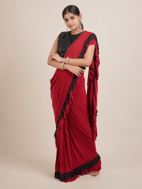 

Pothys Maroon & Black Satin Saree