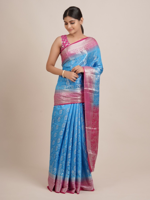 

Pothys Blue & Pink Woven Design Zari Jute Silk Saree