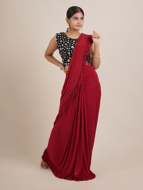 

Pothys Maroon Satin Ready to Wear Saree