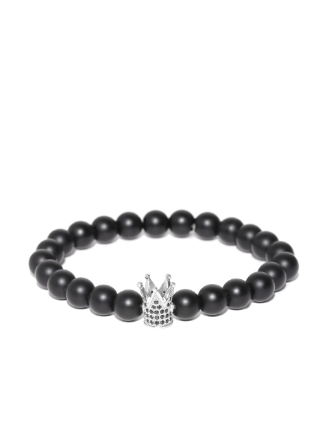 

The Bro Code Unisex Black Crown-Shaped Beaded Bracelet