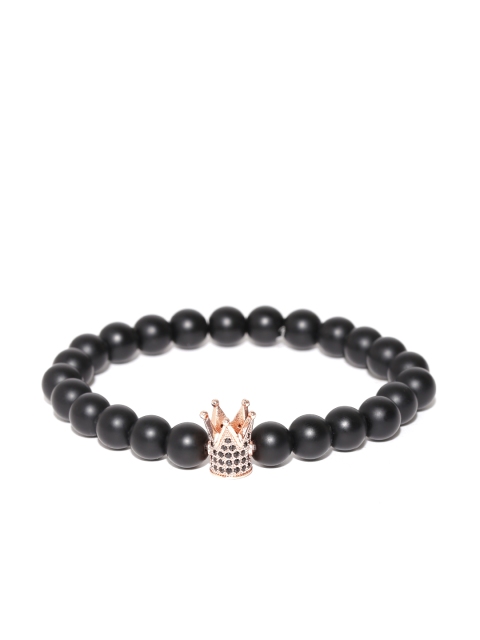 

The Bro Code Unisex Black Crown-Shaped Beaded Bracelet