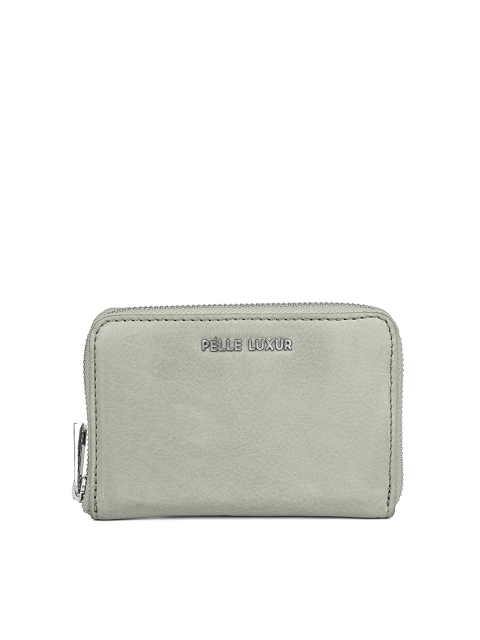 

PELLE LUXUR Women Grey Solid Leather Zip Around Wallet, Taupe
