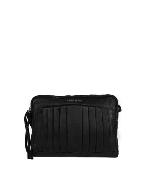 

PELLE LUXUR Women Black Solid Leather Money Clip